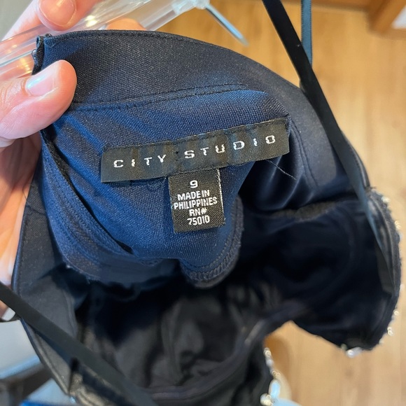 City Studio strapless navy blue jewel encrusted maxi dress - Picture 6 of 6